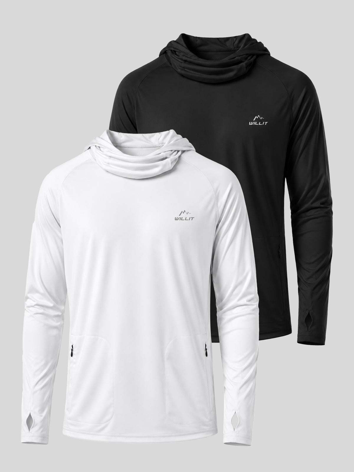 2-pack men's long-sleeve athletic hoodies  UPF 50+ 