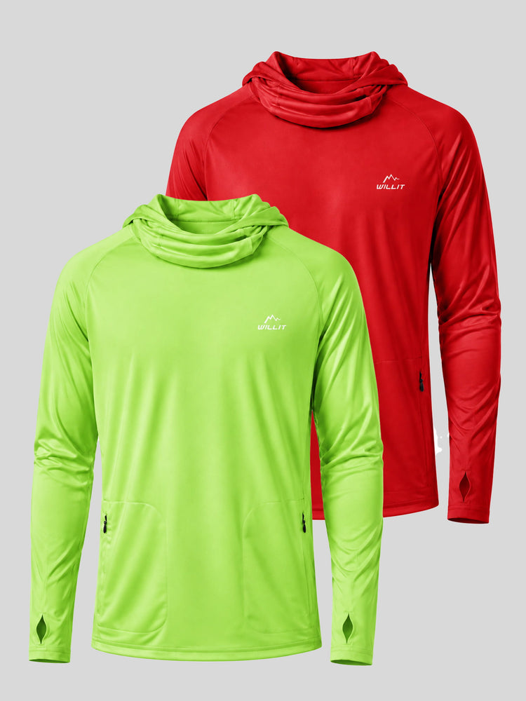 2-pack men's long-sleeve athletic hoodies  UPF 50+ 