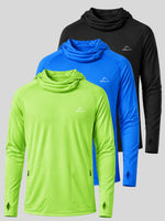3-pack men's long-sleeve athletic hoodies UPF 50+ 