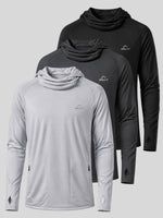 3-pack men's long-sleeve athletic hoodies UPF 50+ 