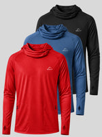 3-pack men's long-sleeve athletic hoodies UPF 50+ 