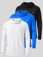 3-pack men's long-sleeve athletic hoodies UPF 50+ 