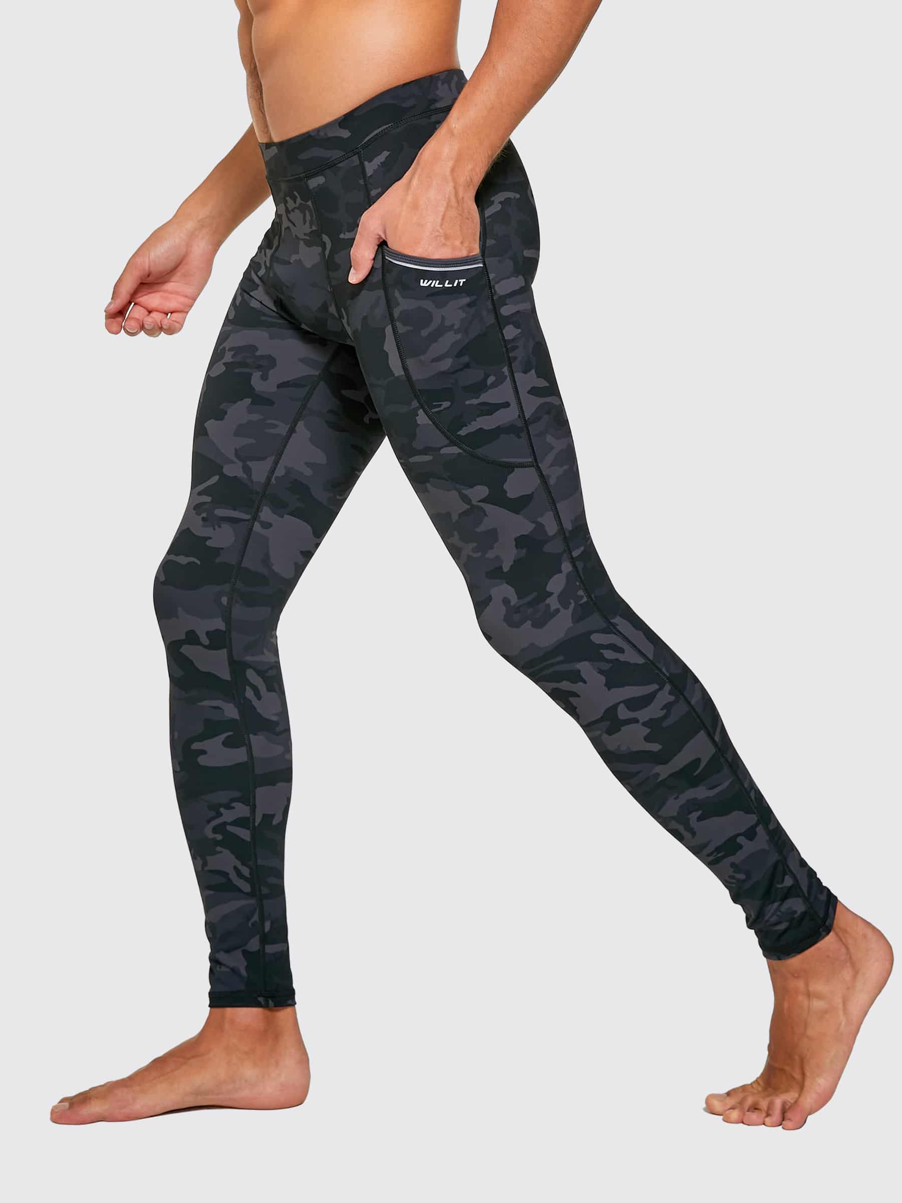 Willit Men's Yoga Active Leggings_#black-camo