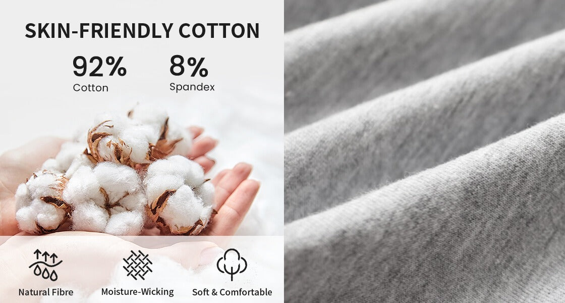 Textile product with cotton fibers, fabric texture, and percentage composition details.