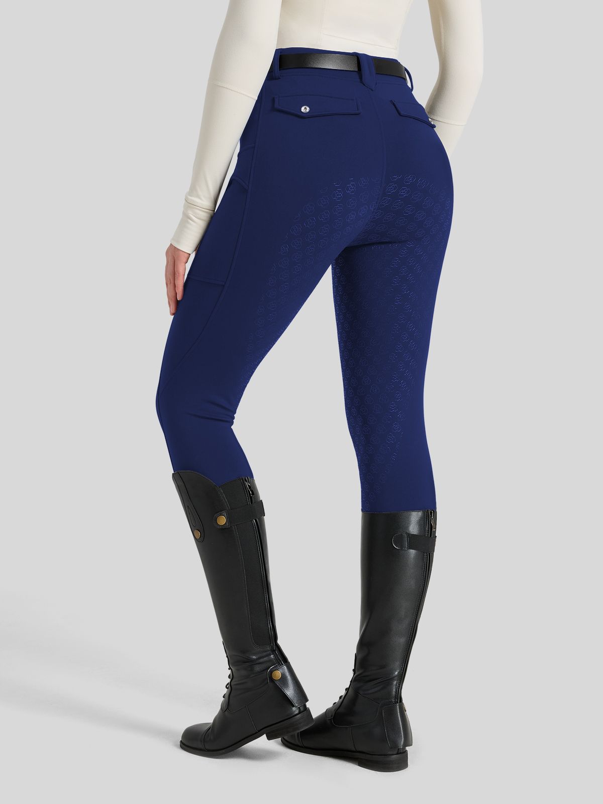 WILLIT Women's Fleece Lined Silicone Grip Riding Breeches03_Navy