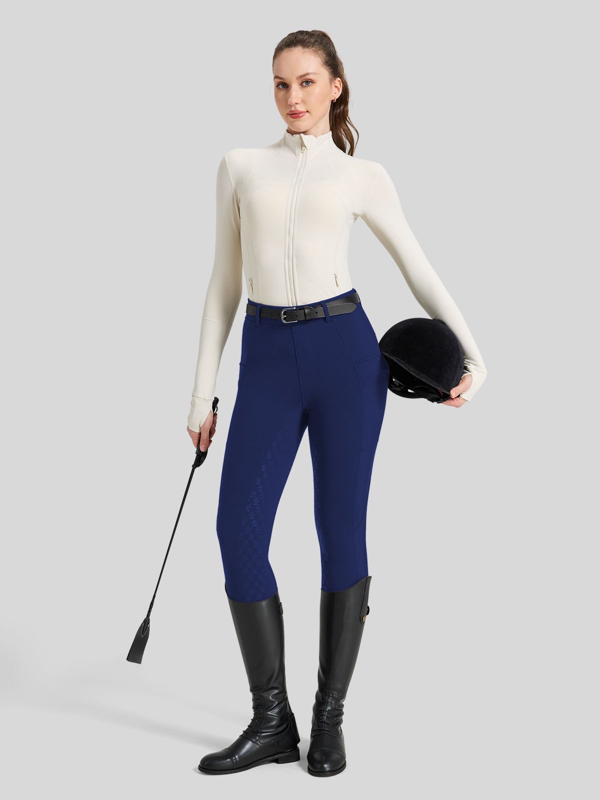 WILLIT Women's Fleece Lined Silicone Grip Riding Breeches04_Navy