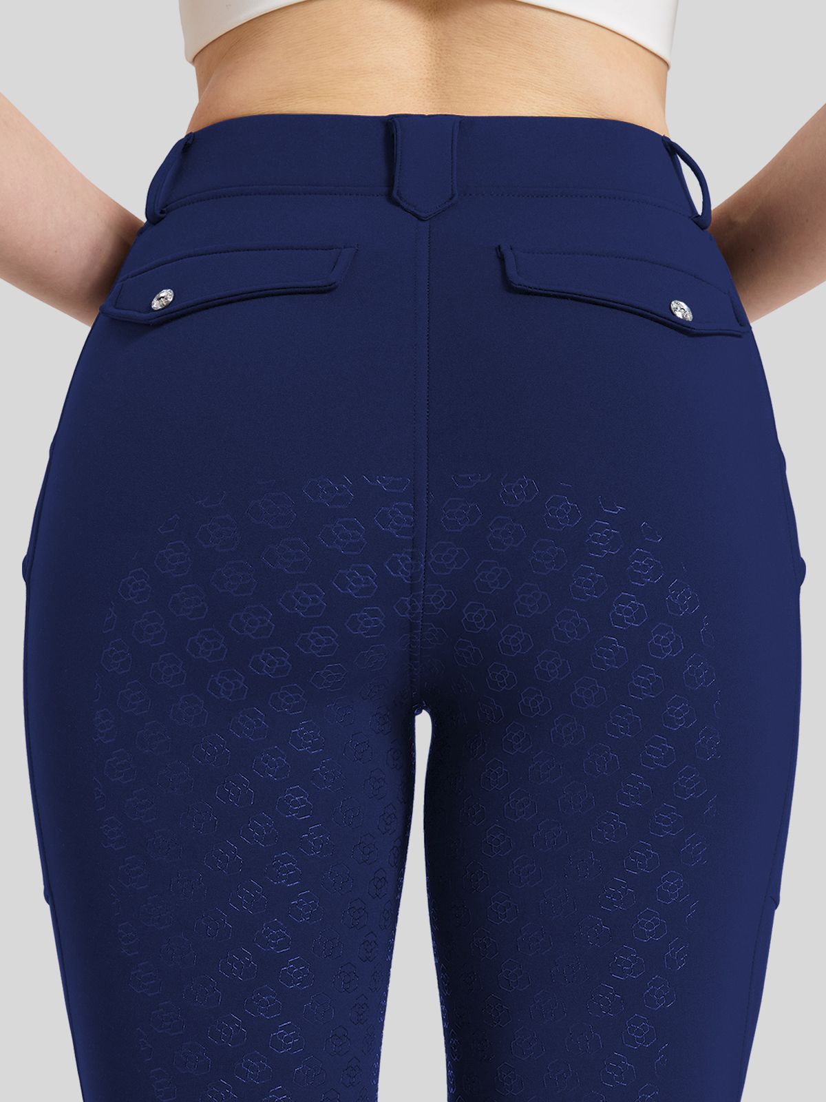 WILLIT Women's Fleece Lined Silicone Grip Riding Breeches06_Navy