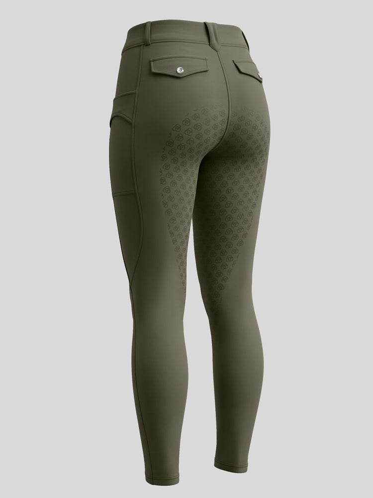 WILLIT Women's Fleece Lined Silicone Grip Riding Breeches06_OliveGreen
