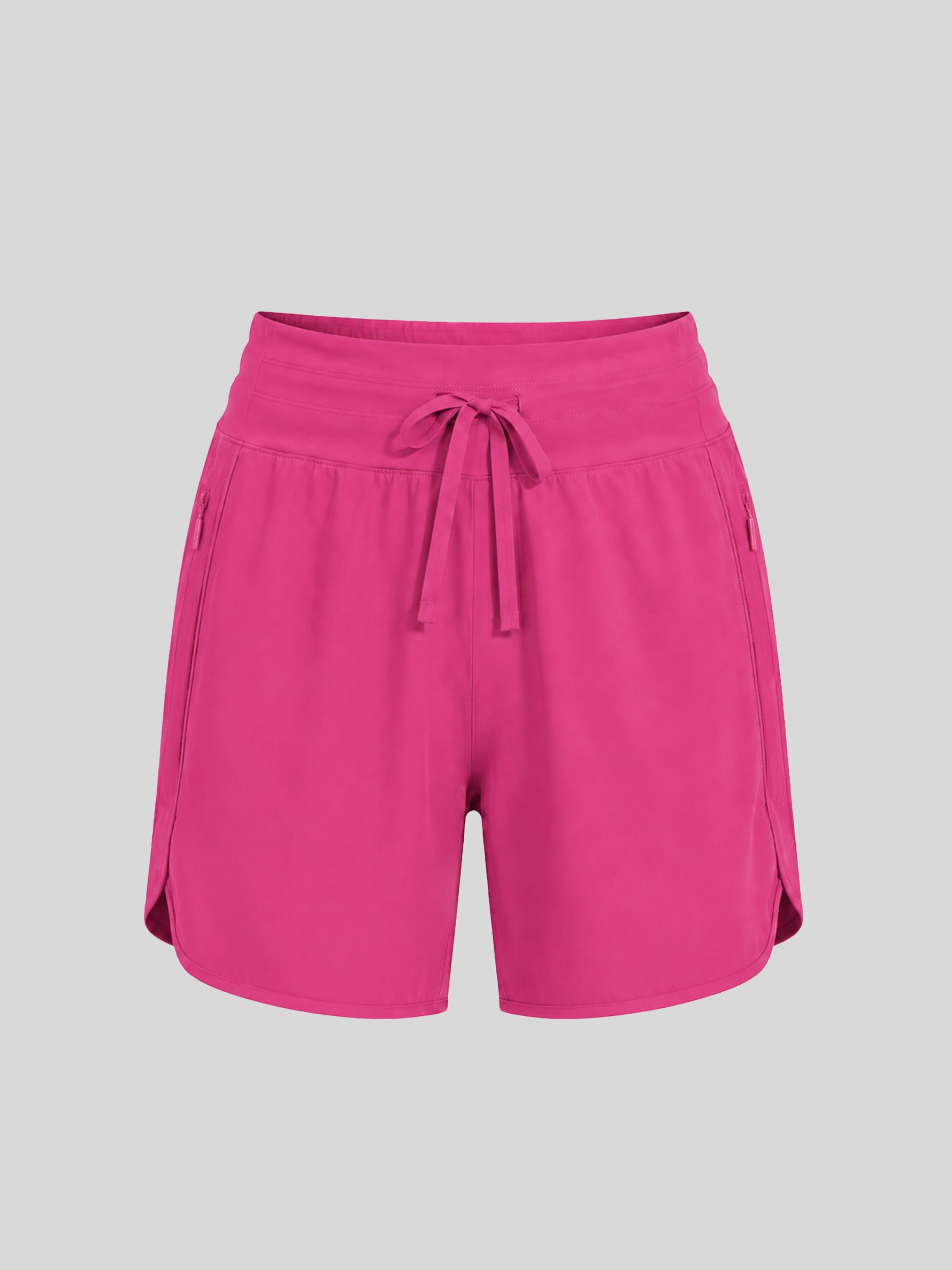 Women's bright pink athletic shorts with a drawstring waistband  