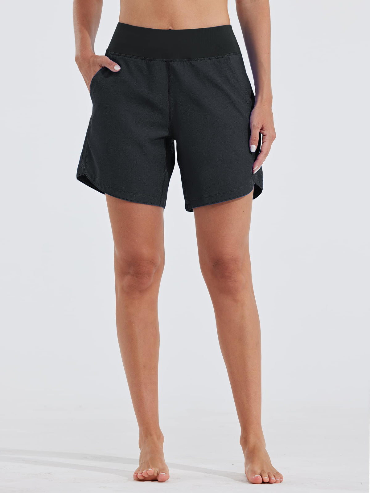 Women's High Waist Swim Board Shorts_