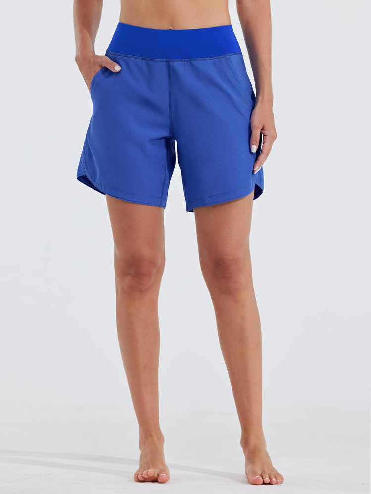 Women's High Waist Swim Board Shorts_