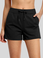 2.5 Inch women's athletic shorts with an elastic drawstring waistband 