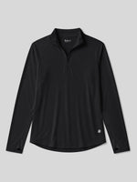 A black long-sleeve quarter-zip athletic pullover with a mock neck collar, displayed flat 