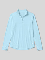 A light blue long-sleeve quarter-zip athletic pullover shirt, shown flat 