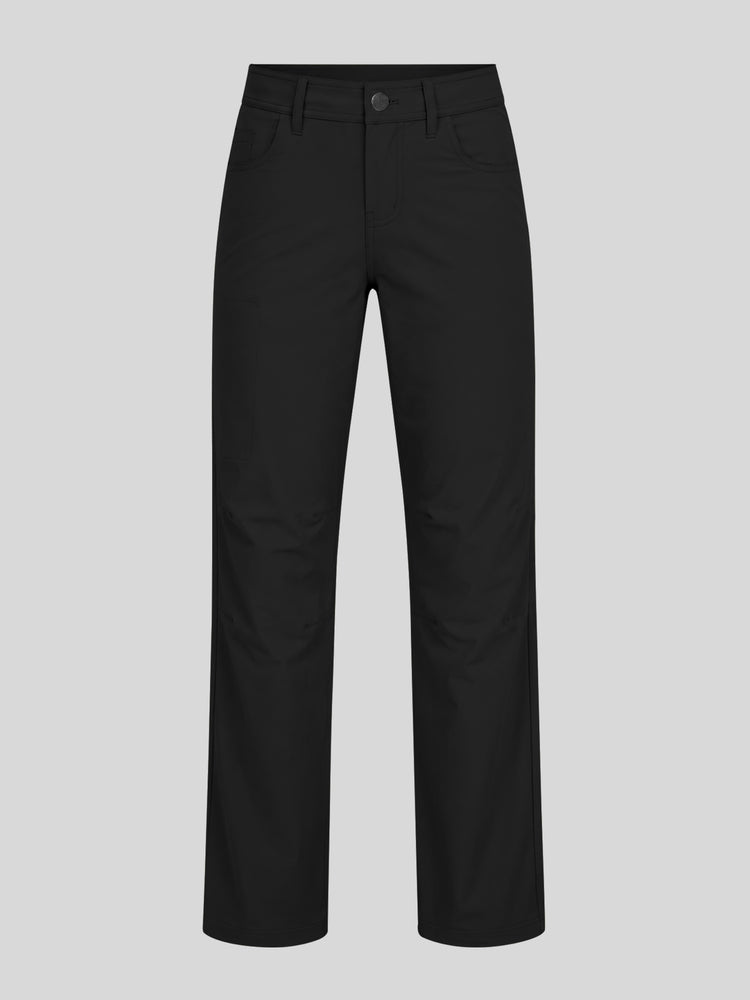 Black slim-fit jeans shown from the back, featuring a five-pocket design and belt loops 
