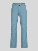 A pair of light blue straight-leg pants shown flat 