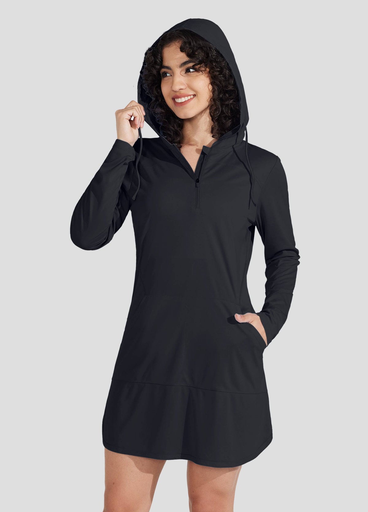 Willit Women's Beach Hooded Cover-Up Dress 