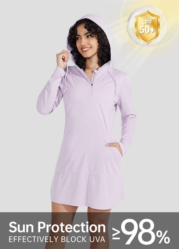 Willit Women's Beach Hooded Cover-Up Dress 