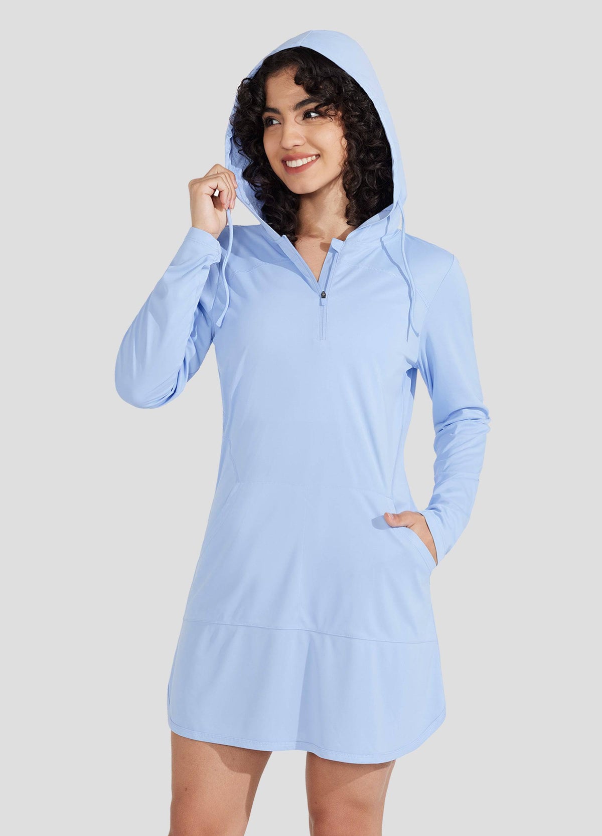 Willit Women's Beach Hooded Cover-Up Dress 