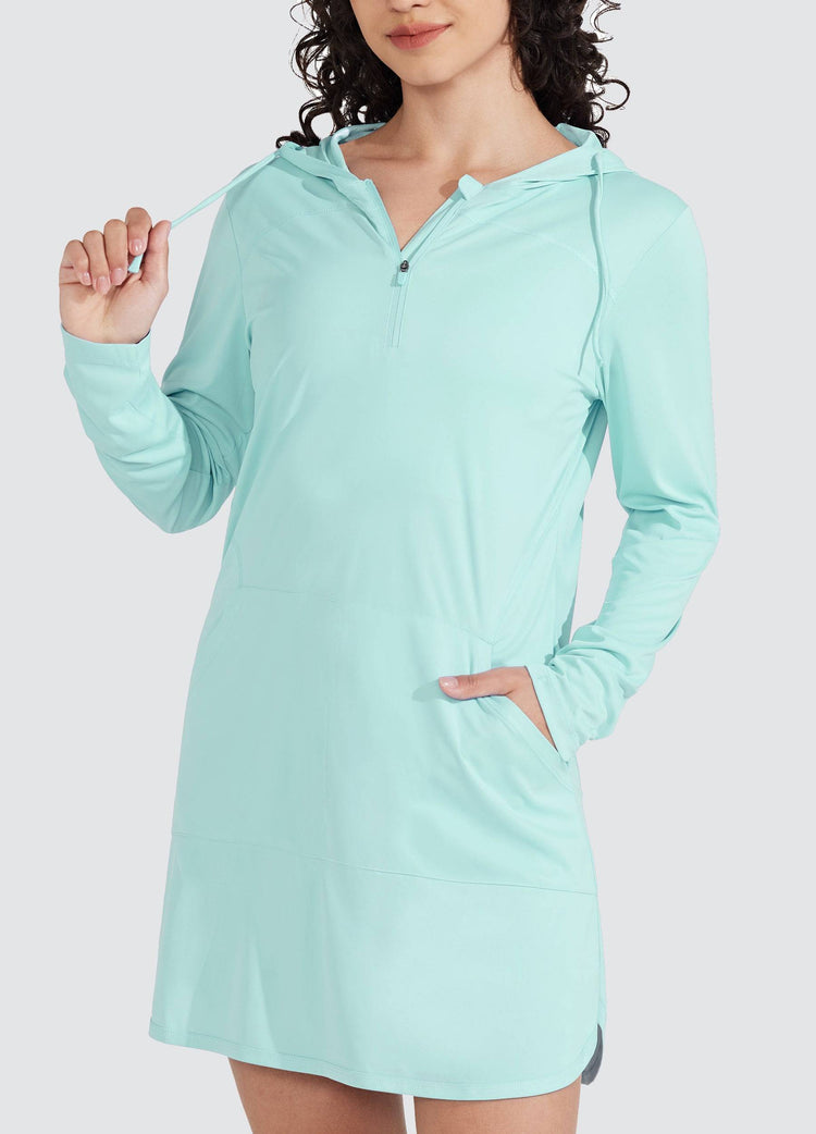 Willit Women's Beach Hooded Cover-Up Dress 