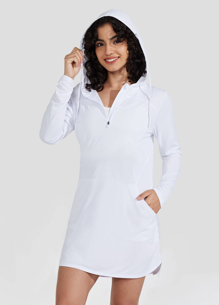 Willit Women's Beach Hooded Cover-Up Dress 