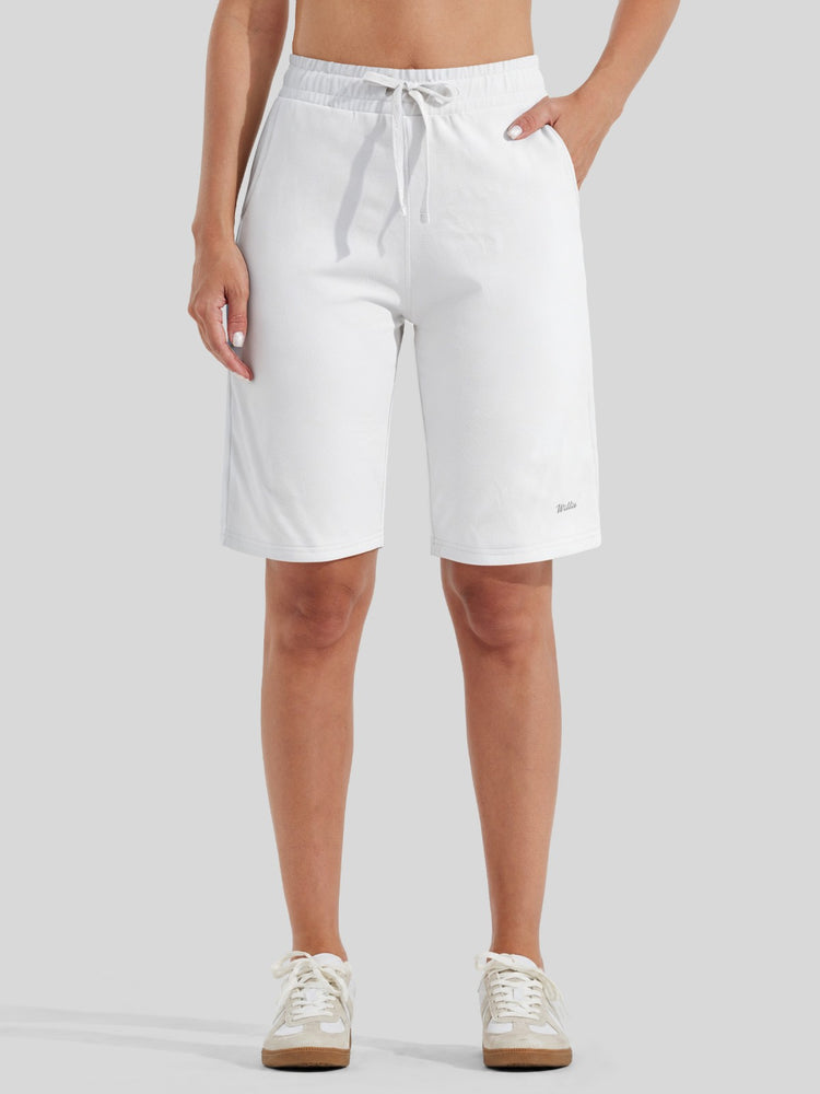 Women's drawstring cotton shorts with side pockets 