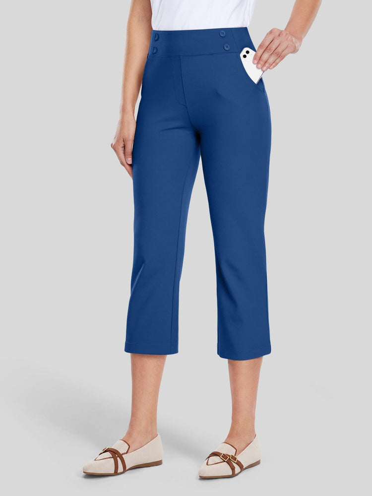 Willit Women's Button Pull On Capris 