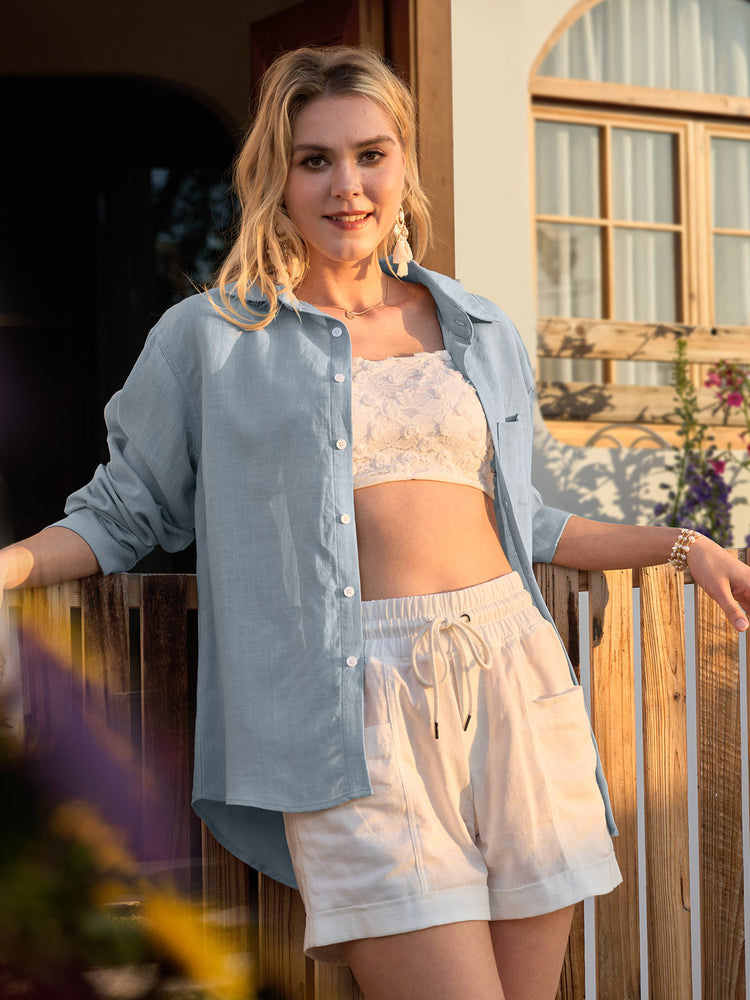 Women's Breeze Linen Button-Down Shirts_wbh235_