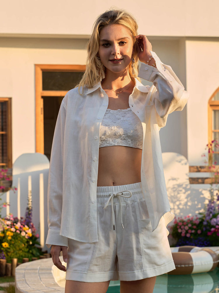 Women's Breeze Linen Button-Down Shirts_wbh235_