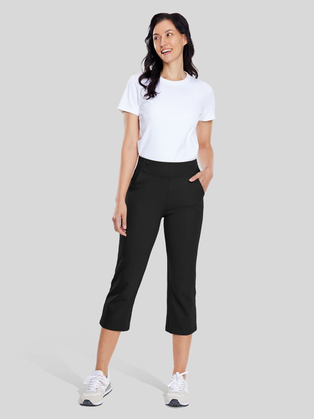 Willit Women's Button Pull On Capris in 