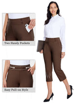 Willit Women's Button Pull On Capris 
