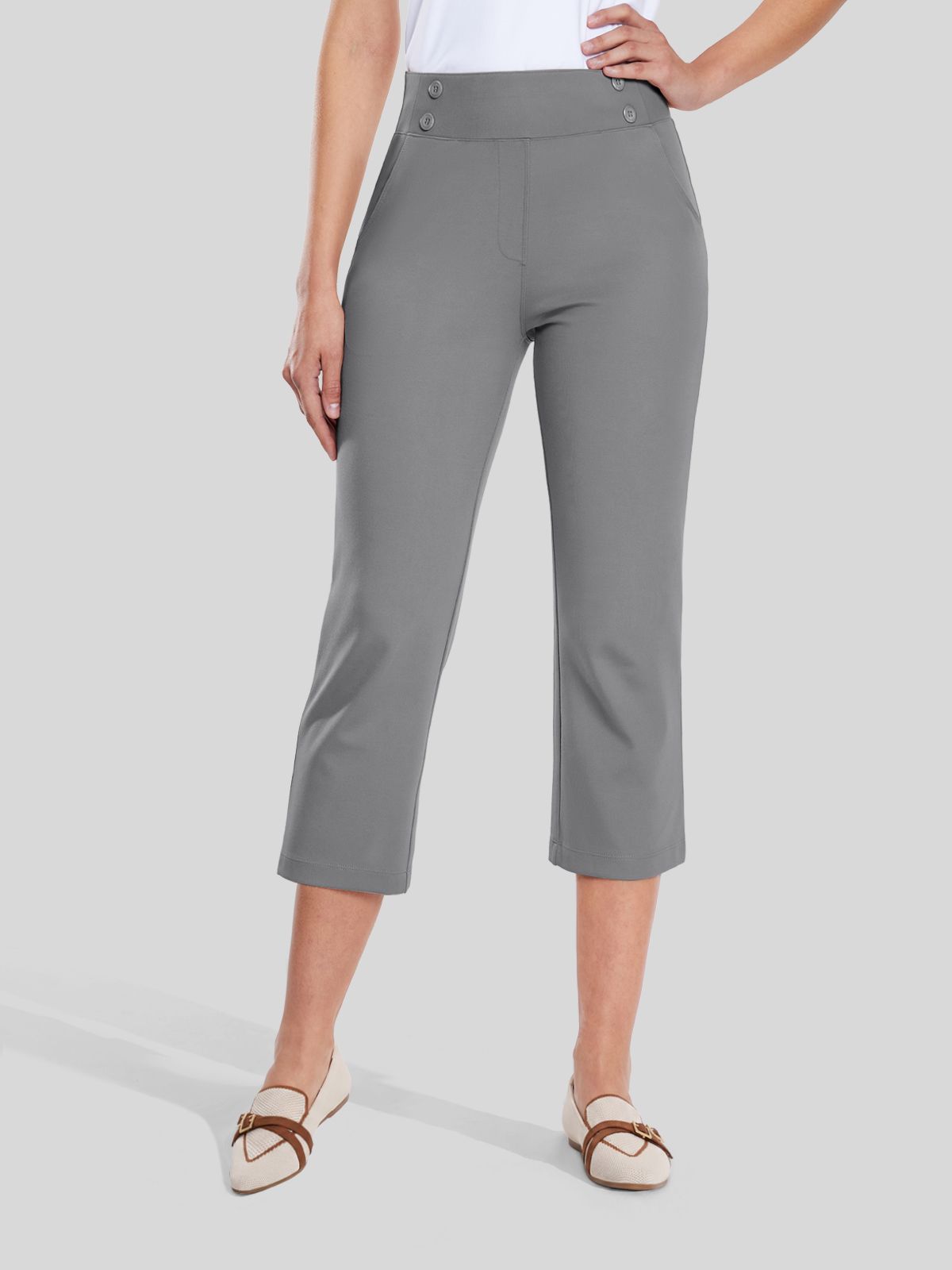 Willit Women's Button Pull-On Capris 