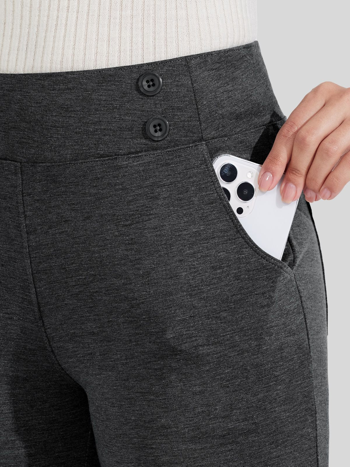 Willit Women's Button Pull On Capris 