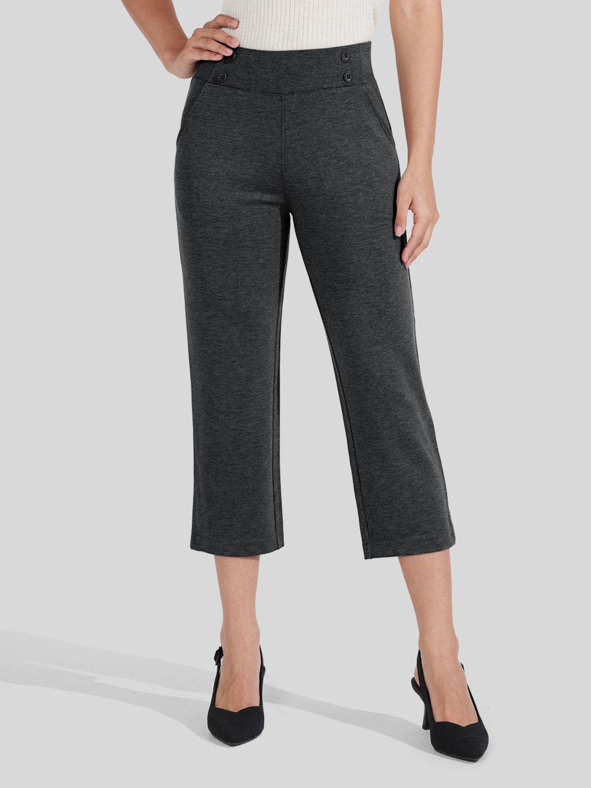 Willit Women's Button Pull On Capris 