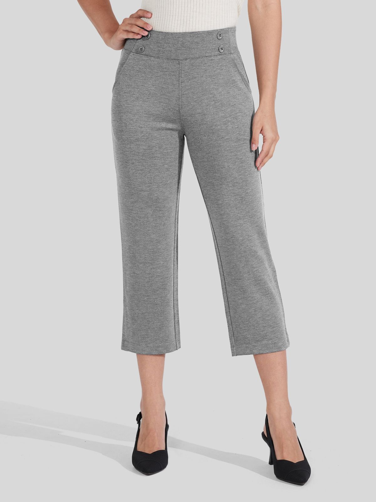 Willit Women's Button Pull On Capris 