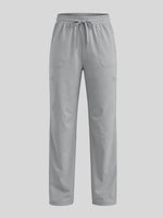 Light gray drawstring pants with side cargo pockets 
