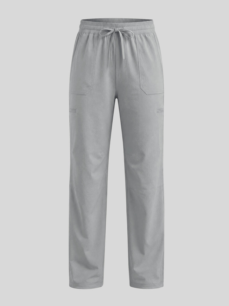 Light gray drawstring pants with side cargo pockets 