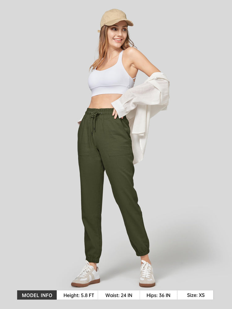 Willit Women's Casual Cotton Linen Joggers 28 Inch 