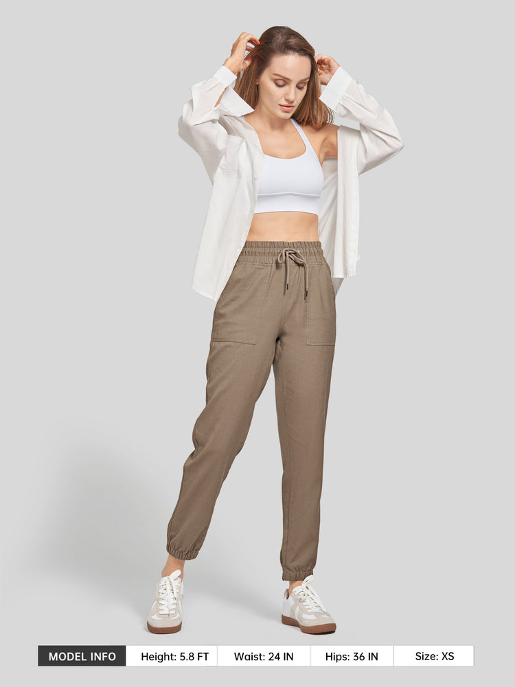 Willit Women's Casual Cotton Linen Joggers 28 Inch 