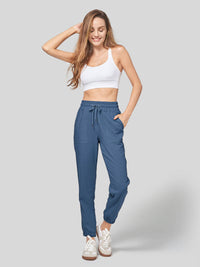 Willit Women's Casual Cotton Linen Joggers 28 Inch #denim-blue