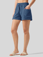 Willit Women's Cotton Linen Shorts 4 Inch 