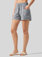Willit Women's Cotton Linen Shorts 4 Inch 