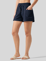Willit Women's Cotton Linen Shorts 4 Inch 