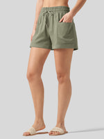 Willit Women's Cotton Linen Shorts 4 Inch 