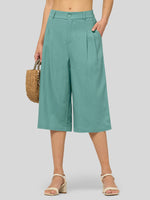 Willit Women's Cotton Linen Pleated Capri 16 Inch_