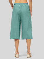 Willit Women's Cotton Linen Pleated Capri 16 Inch_
