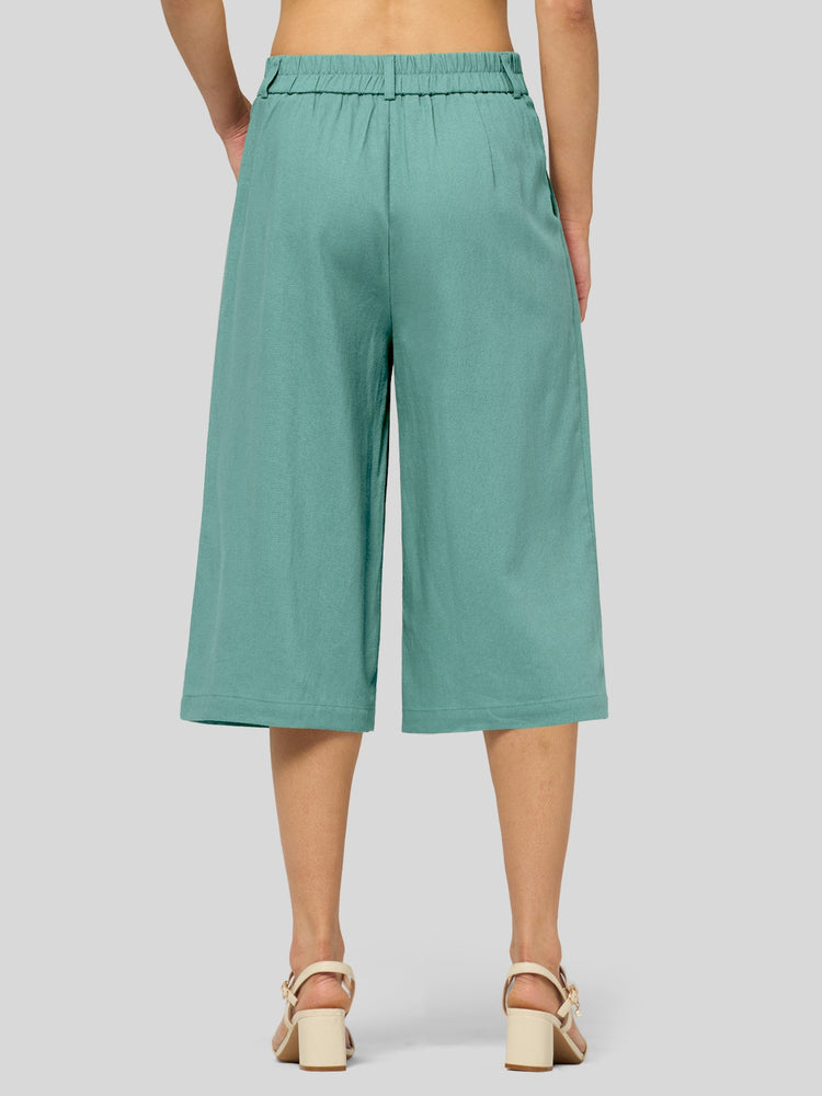 Willit Women's Cotton Linen Pleated Capri 16 Inch_