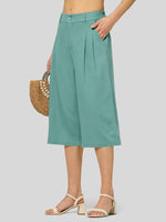 Willit Women's Cotton Linen Pleated Capri 16 Inch_
