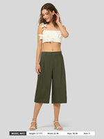 Willit Women's Cotton Linen Pleated Capri 16 Inch_