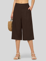 Willit Women's Cotton Linen Pleated Capri 16 Inch_